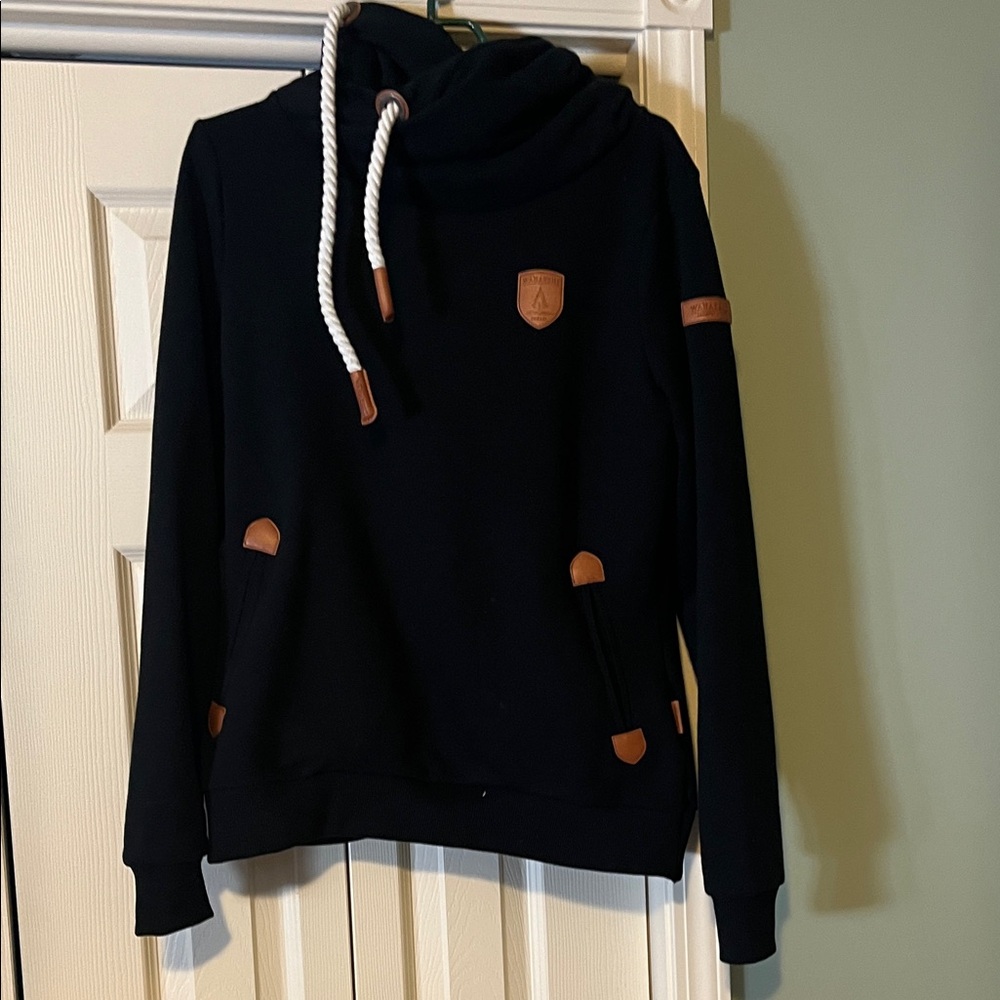 Wanakome Black Pullover with White Drawcord and Brown Accents